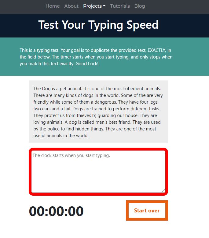 Type Speed Tester